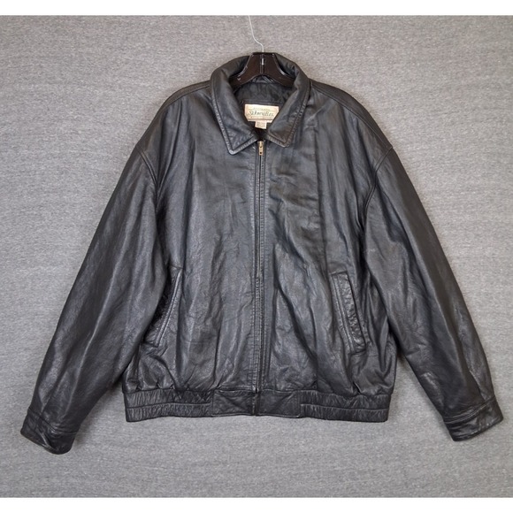 St. John's Bay Other - St Johns Bay Mens Jacket 2XL Black Leather Bomber Motorcycle Y2K VTG Classic
